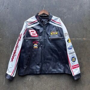 Vintage Budweiser Dale Earnhardt Jr Leather NASCAR Jacket Sz XL